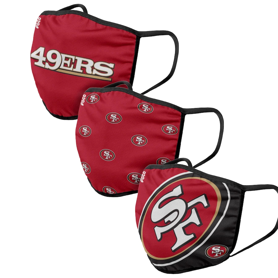 San Francisco 49ers Adult Face Covering 3-PackDust mask with filter->carolina panthers->NFL Jersey